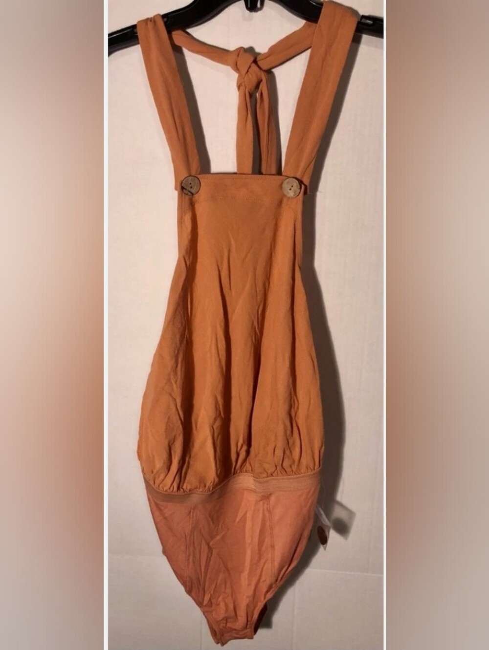 Free People Womens Halter Bodysuit Brown Strap Button